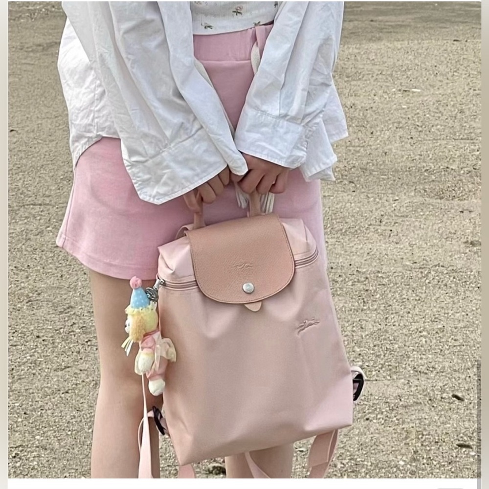 Longchamp Le Pliage Green Recycled‎ Canvas Backpack ~NIP~ Flower